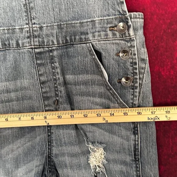 WOMENS LOVE CULTURE JEANS OVERALLS, LIGHT BLUE DENIM, DISTRESSED, MEDIUM SIZE - Picture 10 of 15